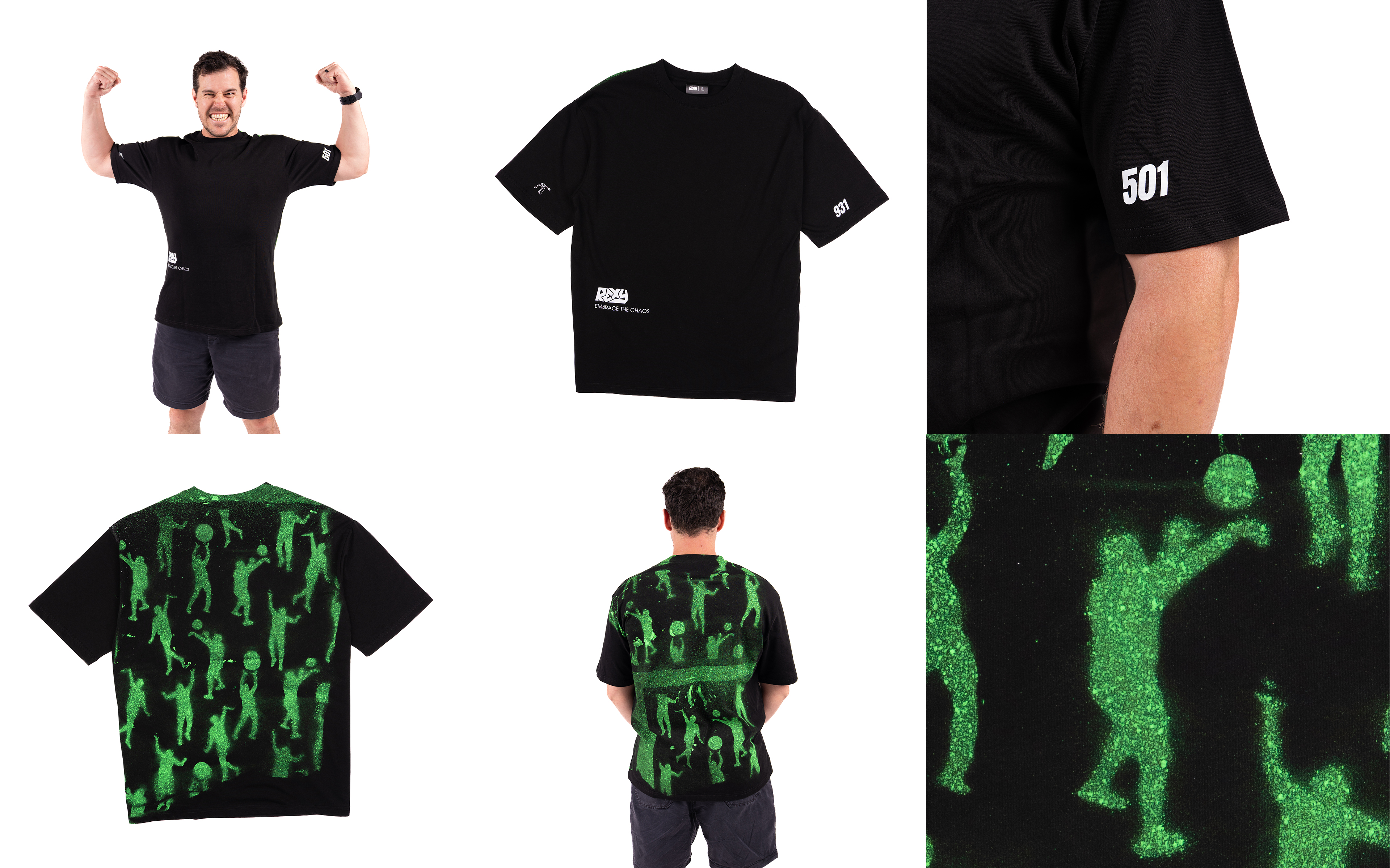 Rexy Clothing model photography of a graphic tee